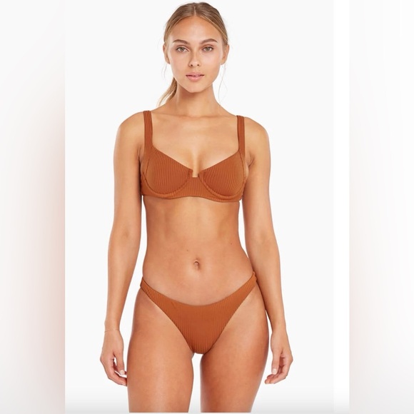New! Vitamin A Demi Top Midori Bikini Bottom in Chai Brown 31453 - Picture 2 of 10